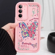 MAWAR Casing hp for Realme C75 4G C75 5G C71 4G 14X 5G C73 5G Case Rose and Butterfly Paint Style Si