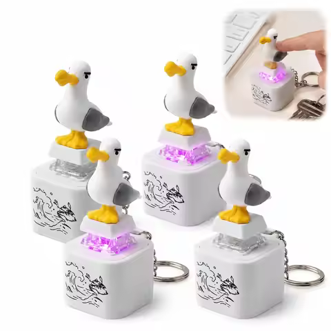 Seagull Mine Keychain, USB Clicky Keyboard Fidget Button, LED Sound Keychain