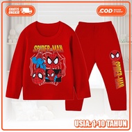 Baju Piyama Setelan Panjang Anak Perempuan Dan Laki Laki Motif Spider-Man Ukuran S-XXL KS-43