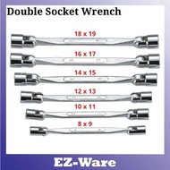 6 point Double Socket Wrench Spanner Spannar Chrome Plated Heat Treated Steel Hand Tool Spanar Nut D