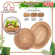 1Pots&Vases Native Round Woven Basket made of Nito, Rattan & Mixed Nito/Rattan(12"Øx3"inches/ 200g) 
