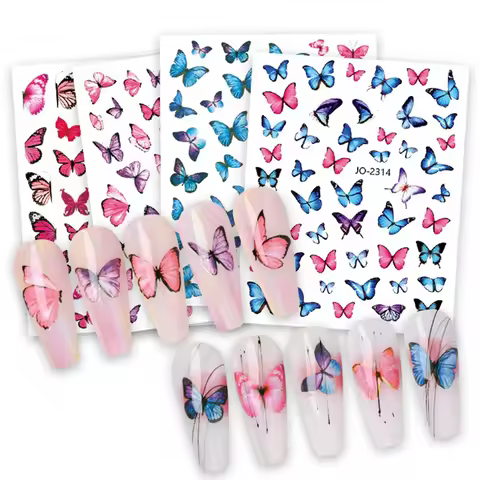 Butterfly Nail Art Stickers Colorful Dopamine Style Butterfly Design Nail Decoration Decals