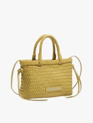 BIMBA Y LOLA - SMALL PLAITED LIGHT YELLOW LEATHER BAG