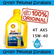 ORIGINAL Shell 4T Advance AX5 sae 15w-40 15w/40 Botol 800ml Shell AX5 800 ML AX5 15W40 botol 0.8