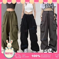 Women Casual Y2K Streetwear Cargo Pants Baggy Wide Leg Straight Big Pockets Oversize Dance Pants Tro