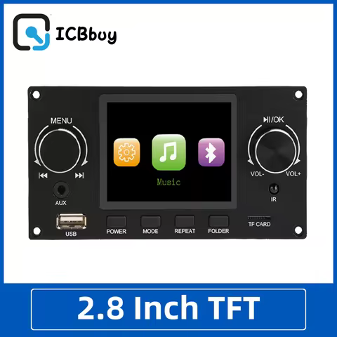 2.8 Inch TFT Color Screen Lossless Audio Decoding Board Module Amplifier Audio Player DC 4.5-5.0V Ca