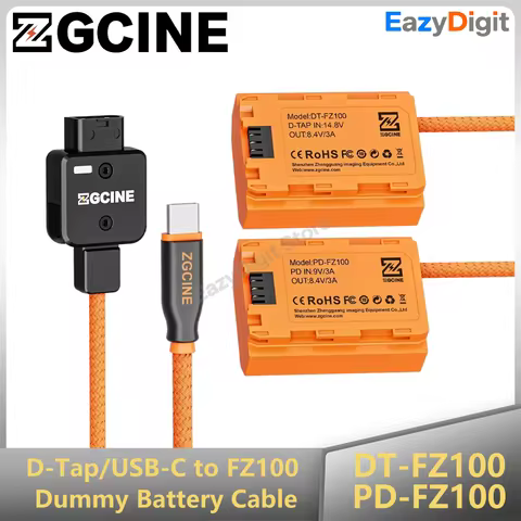 ZGCINE Original PD-FZ100 Type-C to NP-FZ100 Dummy Battery with Braided Wire DC Coupler Accessory for