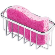 iDesign Gia Stainless Steel Dish Sponge Holder Basket with Suction Cups, Ideal for Kitchen Sinks and