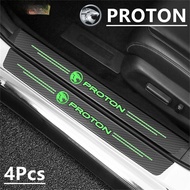 4pc/Set Car Luminous Door Side Step Sill Strip Carbon Fibre Leather Anti Scratch Protector Stickers for Fiber Proton Lriz Persona Preve X70 X50 Saga Persona Waja Gen SAGA Glow