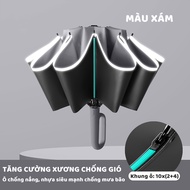 Ô dù che mưa đi nắng 60 Nan mở tự động gấp có tay cầm dạng vòng viền vải phản quang
