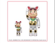 BE@RBRICK 招き猫 ペコちゃん 金運 ダブル小判 銀メッキ 100％ & 400％ bearbrick peko 牛奶妹 招財貓 小判