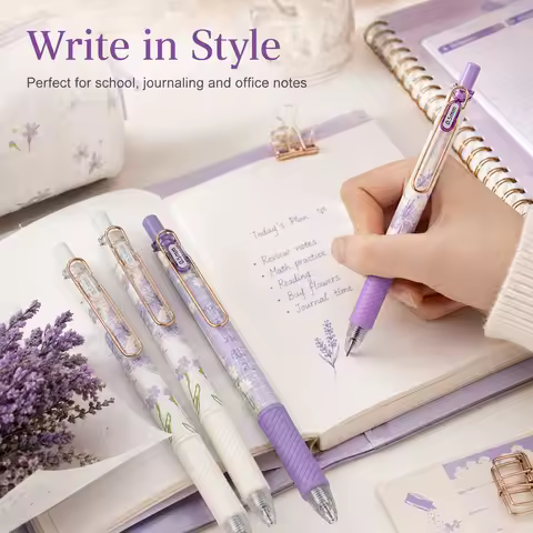 4 Pack Aesthetic Black Gel Pens, Retractable Smooth Writing Pens with High-Value Design for Students