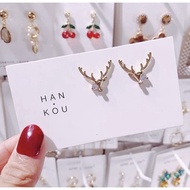 Gold Deer with Diamond Earring
