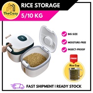 5KG or 10KG Rice Box / Nano Bucket / Insect Moisture Proof / Food Storage / Container with Rice Cup / Bekas Beras
