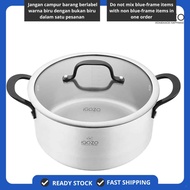 🔥 iGOZO 24CM ELITE 304 STAINLESS STEEL CASSEROLE + GLASS LID COOKWARE KITCHENWARE PERIUK PENUTUP