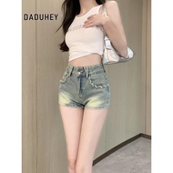 DaDuHey Woven Pocket Decoration Super a Distressed Shorts New Hot Girl High Waist Sexy Slim Fit Deni