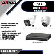DAHUA CCTV 8CH Set 2MP-4MP Full-color Starlight Audio With Hardisk XVR1B08H-I/HDW1239TLQ(-A)-LED/HAC