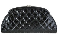 Chanel mademoiselle patent leather clutch handbag