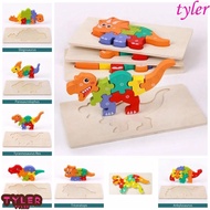 TYLER Wooden Toddler Puzzles, 3D Educational Wooden Puzzle Toy, Baby Puzzle Game Multifunction Montessori Wooden Board Toddler Dinosaur Toy Toddlers