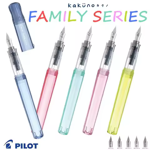 PILOT Cute Transparent Color Fountain Pen Kakuno Family Series Kawaii Smiling Face Calligraphy Pen W