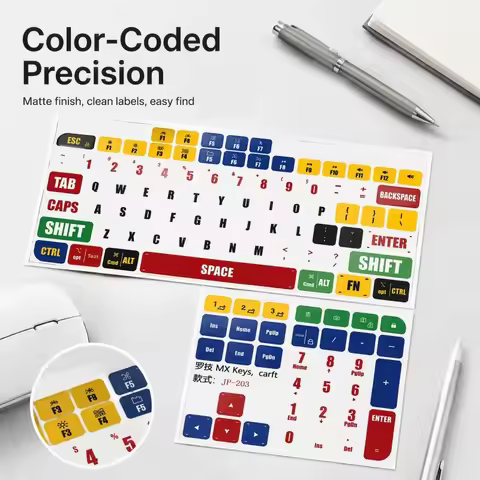Multicolor Color Coded Keycap Stickers Transfer Decals for Logitech MX Keys S Craft Keyboard Replace