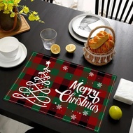 FLUME 4pcs Christmas Placemat, Rectangular Lattice Table Mat, Coaster Heat Resistant Non-Slip Insula