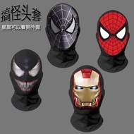 Topeng kepala bercorak superhero Spider-Man, Venom, Iron Man, Captain America, topeng cosplay untuk 
