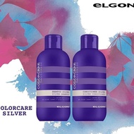 Elgon silver shampoo 300ml and conditioner 300ml for Anti yellow made in italy แชมพูเม็ดสีม่วง ช่วยฆ