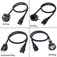 3PIN EU Power Cord US UK AU Italy Plug IEC C15 Power Adapter Cable For Desktop PC Monitor HP Epson Printer LG TV Projector