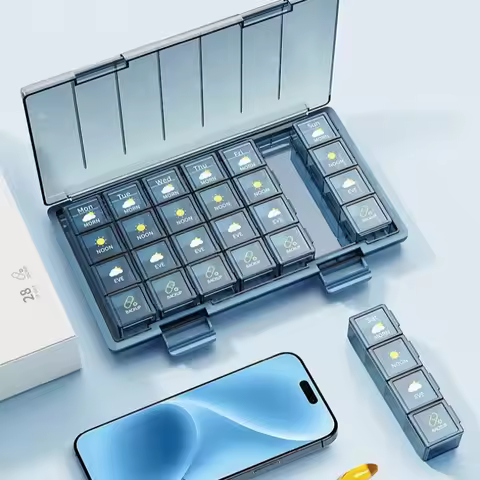 Weekly Pill Organizer 7 Days Pill Case 3 Times a Day Pill Box 21 28 Compartments Large Capacity Mois