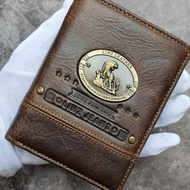 Exclusive Logo American Waxed Leather Men's Wallet, Genuine Cowhide Folding Wallet, CEFIRO Brand