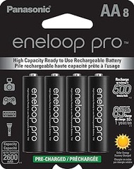 Panasonic BK-3HCCA8BA eneloop pro AA High Capacity Ni-MH Pre-Charged Rechargeable Batteries, 8-Battery Pack