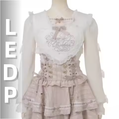 IMU Japanese Style Liz Sweet Lolita Long Sleeve Shirt 2026 Spring Girls Cute Halter Blouse Women's M