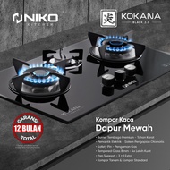 Kompor Tanam Niko KOKANA BLACK 3.0 Kompor Gas Tampered Glass / KOMPOR TANAM / KOMPOR TANAM KACA / KOMPOR KACA ANTI PECAH / KOMPOR TANAM 3 TUNGKU / KOMPOR API BIRU / KOMPOR  HEMAT GAS / KOMPOR TANAM NIKO ORIGINAL  PRODUK BARU!!!