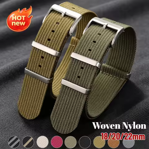 18mm20mm22mm Matte Buckle High Quality Fabric Watch Band Universal Woven Nylon Strap One Piece Weave