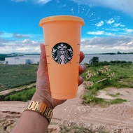Starbucks Reusable Cups แก้วสตาร์บัค แก้วเปลี่ยนสี 🔥 สินค้าพร้อมส่งจากไทย 🔥แก้วน้ำน่ารัก แก้วรียูส 24 ออนซ์ + หลอด