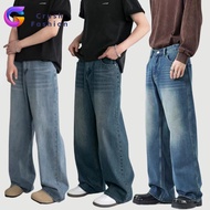 Crush กางเกงยีนส์กระบอกใหญ่ กระบอกลิซ่า ยีนส์สนิมเขียวฟอก M-3XL