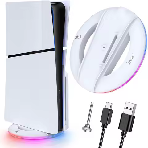 IPEGA Vertical Stand for PS5 Slim Console Disc and Digital with 14 Light Mode, RGB Base Stand for PS