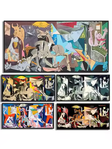 Picasso Famous Oil Painting Guernica Reproductions Canvas Art Poster Abstract Modernism Wall Picture