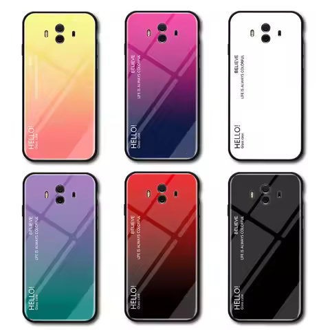 For Huawei Mate 10 ALP L09 L29 Case Gradient Aurora Tempered Glass Colored Back Cover Phone Case for