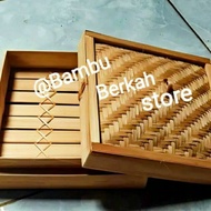 30x30 square bamboo dimsum klakat 1 set (1 container + 1 lid)