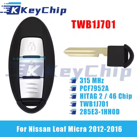 KeyChip Pro For Nissan Leaf Micra 2012-2016 2 Buttons Smart Key 315 MHz PCF7952A HITAG 2 46 Chip TWB