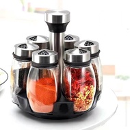 Spice Rack Seasoning Bottle Set 7 Pcs. Holder Hole Switching Condiment Container
