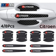 4/8Pcs Citroen Carbon Fiber Car Sticker Carbon Fiber Protective Film Door Handle Protective Film Ant