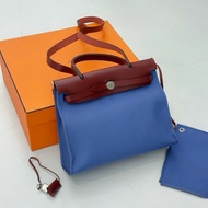 Hermes herbag31藍色拼馬鞍紅肩背包