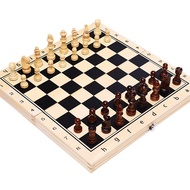 Wood Chess Set Foldable Pieces Set Chess Board Game Children Elders and Adults International Chess