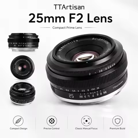 TTArtisan 25mm F2 Camera Lens Manual Focus APS-C Prime Lens For Mirrorless Camera Canon RF Nikon Z S