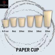 [25 pcs] Disposable Paper Cup Plain White Coffee Water 6.5oz 8oz 10oz 12oz 16oz 22oz