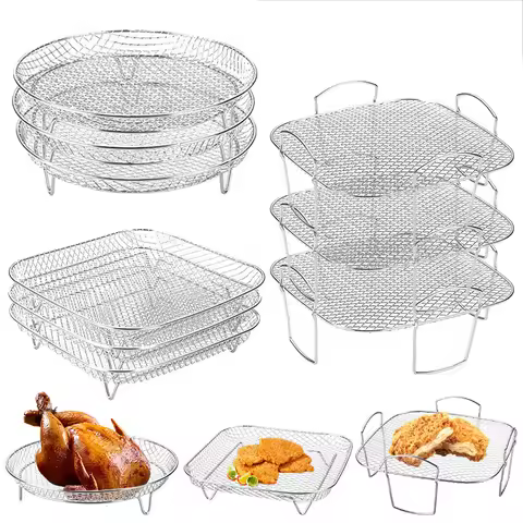 3 Layer Air Fryer Baking Rack Oven Grill Rack For 5.8QT Cosori, Instant Vortex, Nuwave ,Ninja Foodi 