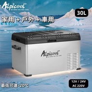Alpicool - 30L便攜式雪櫃 | 車用 + 家用 | 降溫達零下20°C | 移動雪櫃小型冰箱 | 車用冷凍櫃 | 露營野餐 C30